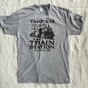 NWOT Yellowstone “Train Station” Gray Graphic T-Shirt